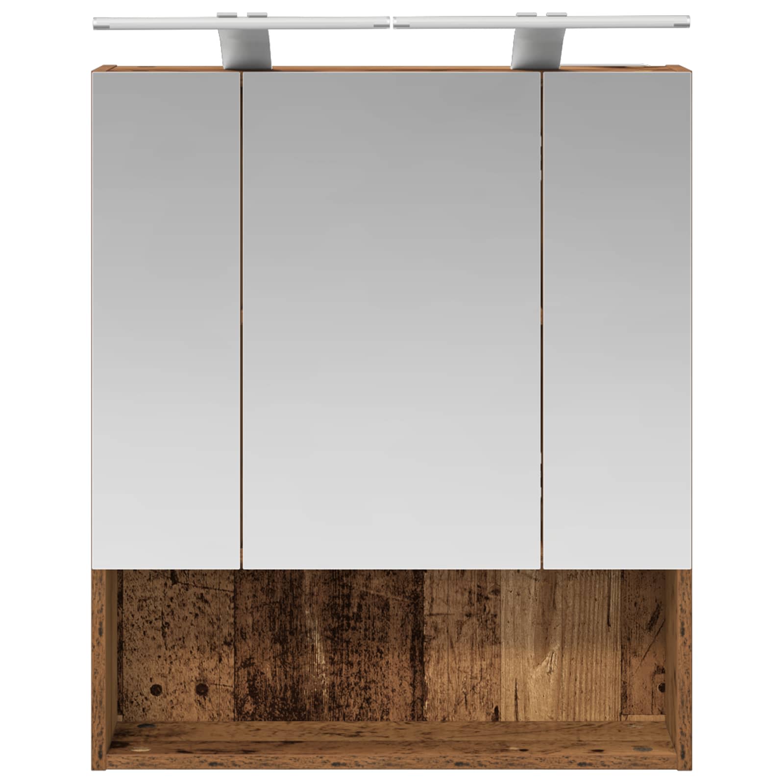Badeværelsesspejlskab med hylde Gammelt træ 60 x 14.5 x 70 cm