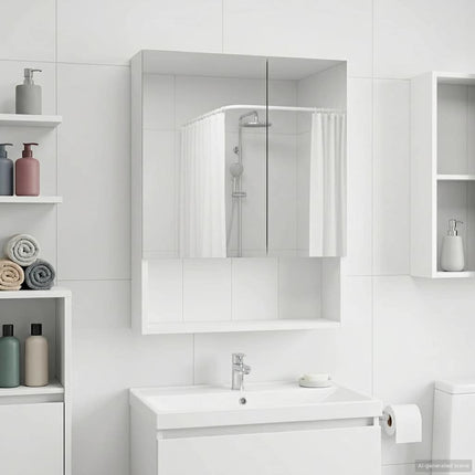 Badeværelsesspejlskab Hvid 50 x 14,5 x 70 cm Konstrueret træ