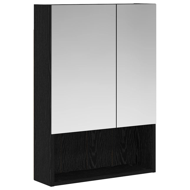 Badeværelsesspejlskab Sort eg 50 x 14,5 x 70 cm Konstrueret træ