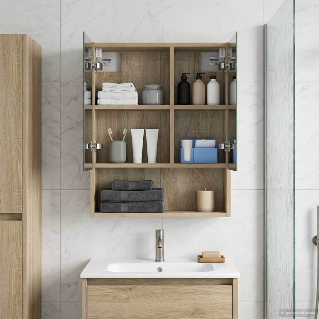 Badeværelsesspejlskab med hylde Sonoma eg 50 x 14,5 x 70 cm