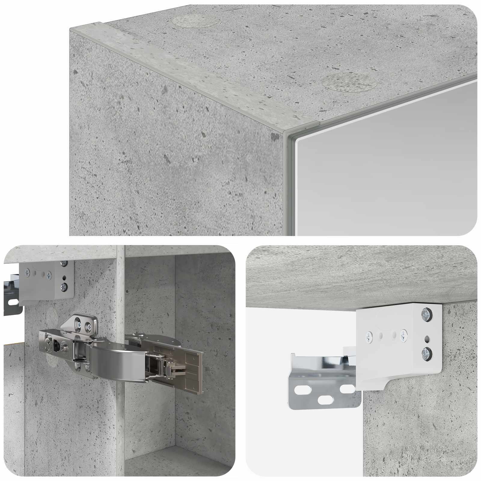 Badeværelsesspejlskab med hylde Beton Grå 50 x 14,5 x 70 cm