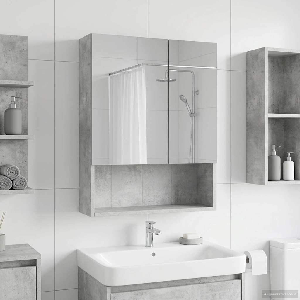 Badeværelsesspejlskab med hylde Beton Grå 50 x 14,5 x 70 cm