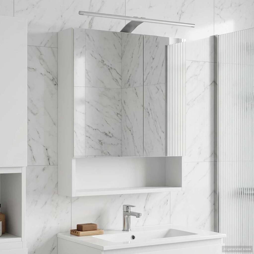 Badeværelsesspejlskab Hvid 50 x 14,5 x 70 cm Konstrueret træ