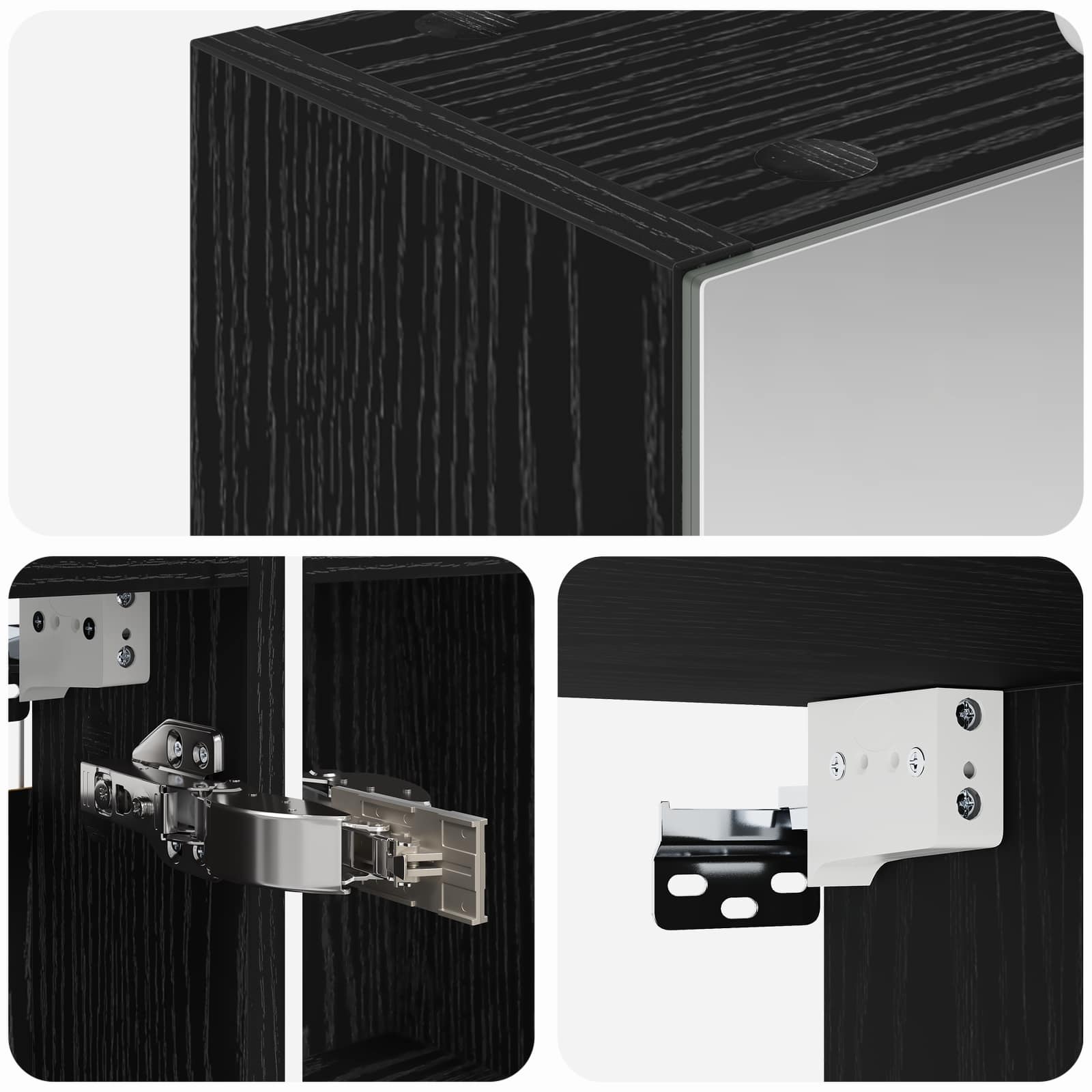 Badeværelsesspejlskab Sort eg 50 x 14,5 x 70 cm Konstrueret træ