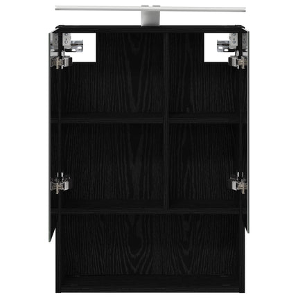 Badeværelsesspejlskab Sort eg 50 x 14,5 x 70 cm Konstrueret træ