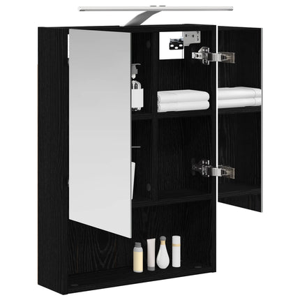 Badeværelsesspejlskab Sort eg 50 x 14,5 x 70 cm Konstrueret træ