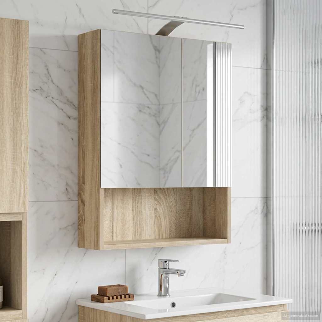 Badeværelsesspejlskab med hylde Sonoma eg 50 x 14,5 x 70 cm