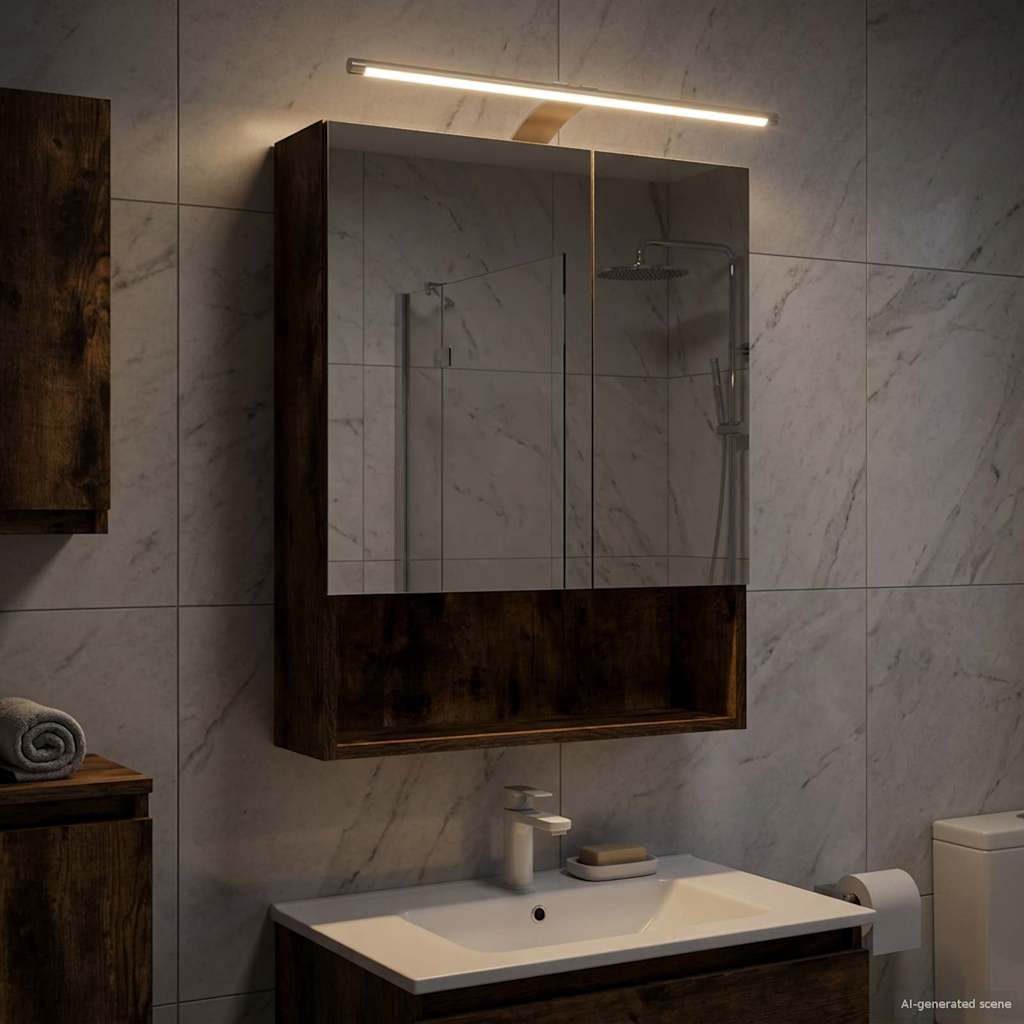 Badeværelsesspejlskab med hylde Røget eg 50 x 14,5 x 70 cm