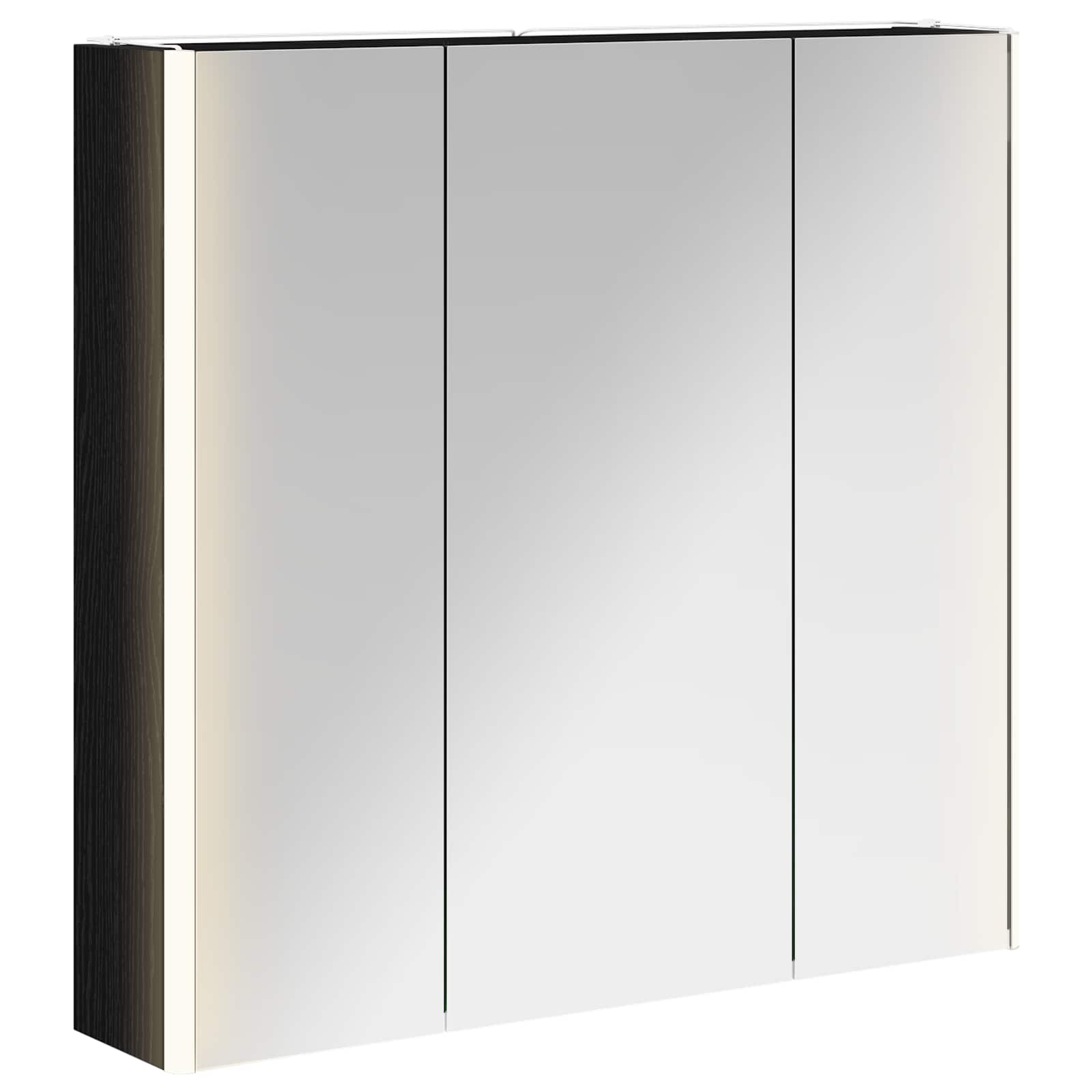 Badeværelsesspejlskab med hylde Sort eg 73.5 x 15.5 x 70 cm