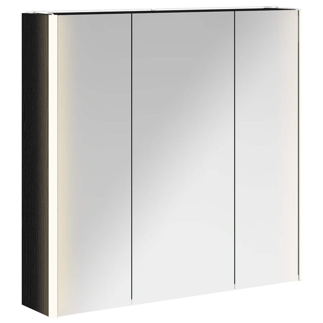 Badeværelsesspejlskab med hylde Sort eg 73.5 x 15.5 x 70 cm
