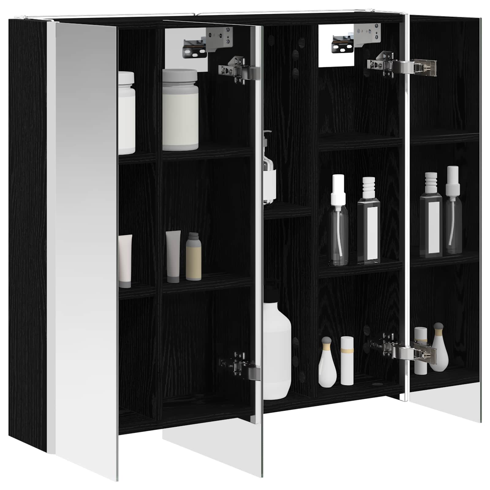 Badeværelsesspejlskab med hylde Sort eg 73.5 x 15.5 x 70 cm