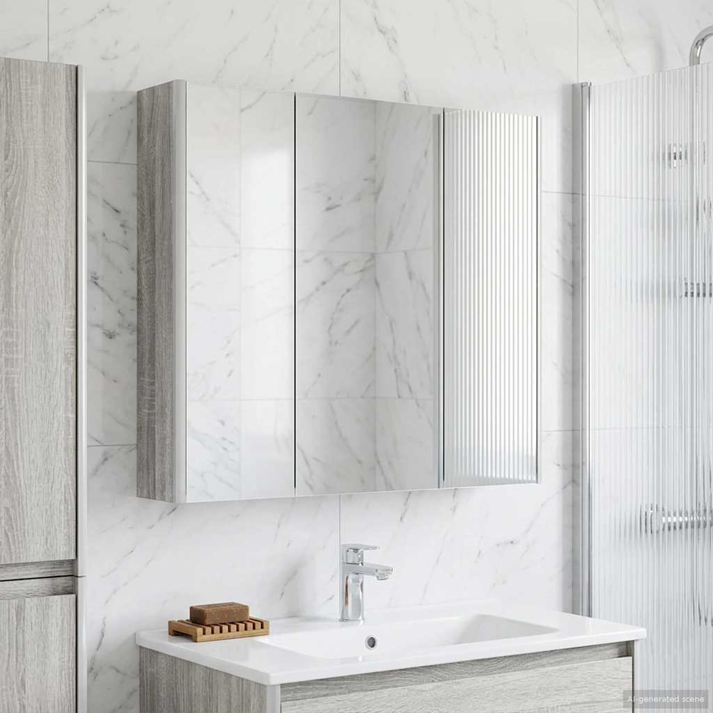 Badeværelsesspejlskab med hylde Grå Sonoma 73.5 x 15.5 x 70 cm