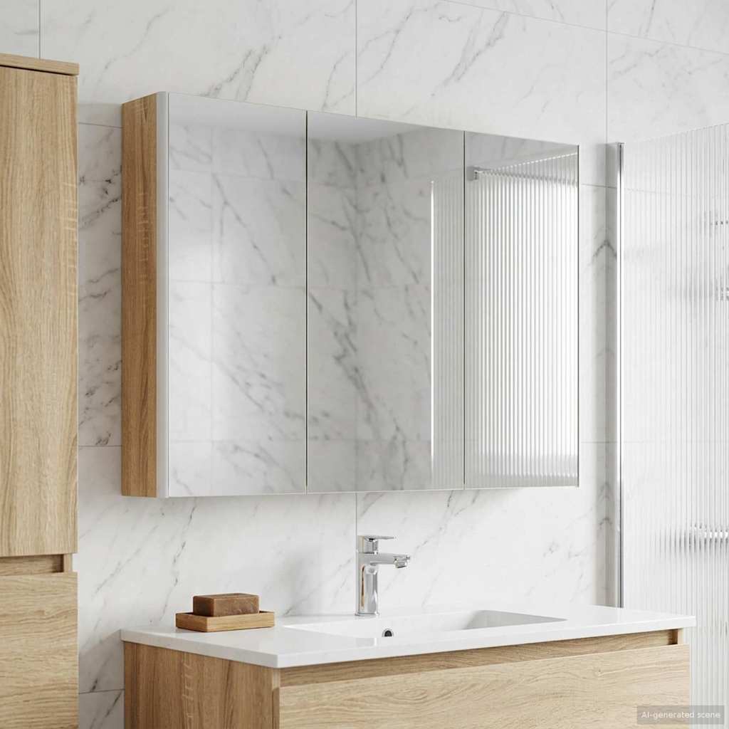 Badeværelsesspejlskab med LED - Sonoma eg 103,5 × 15,5 × 70 cm