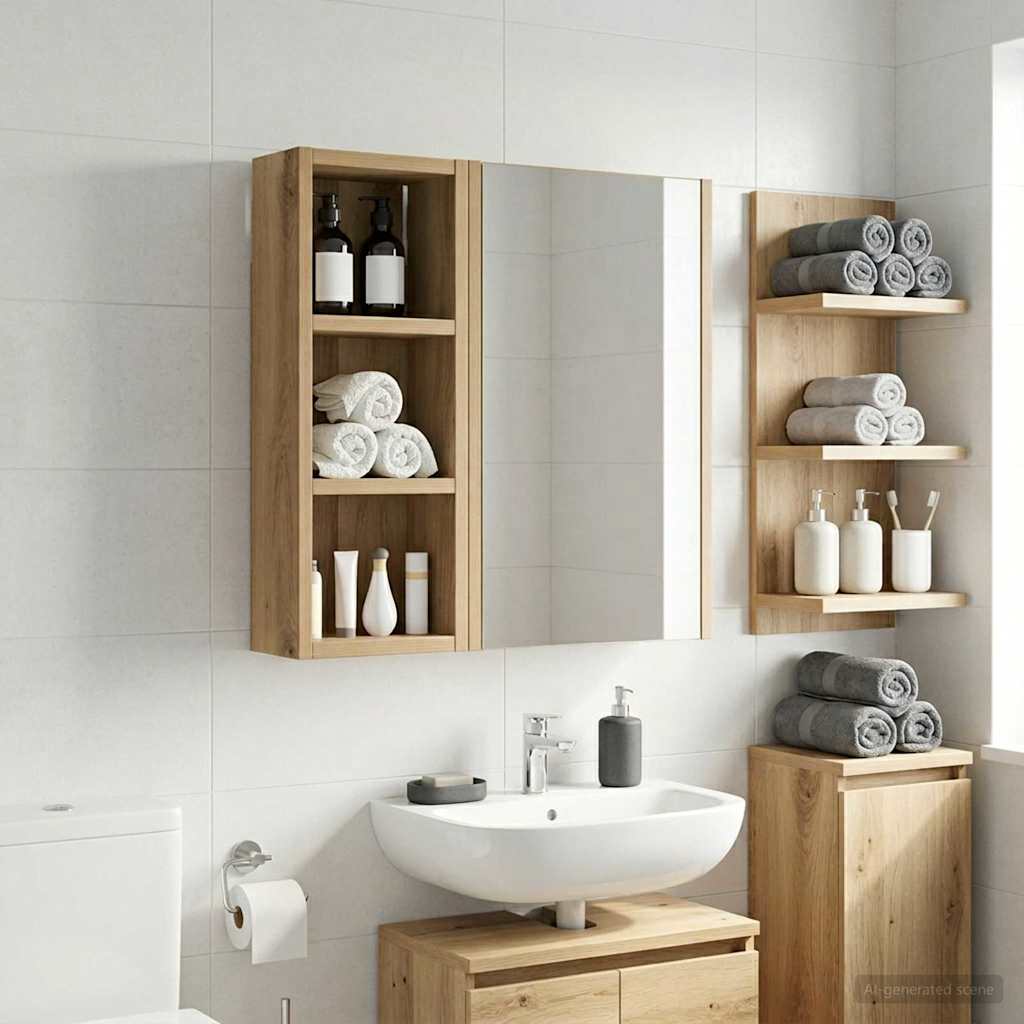 Badeværelsesvægskab i artisan eg 20 × 10 × 50 cm - konstrueret træ