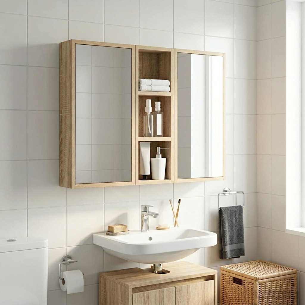 Badeværelsesvægskab Sonoma eg 20 x 10 x 60,5 cm Konstrueret træ
