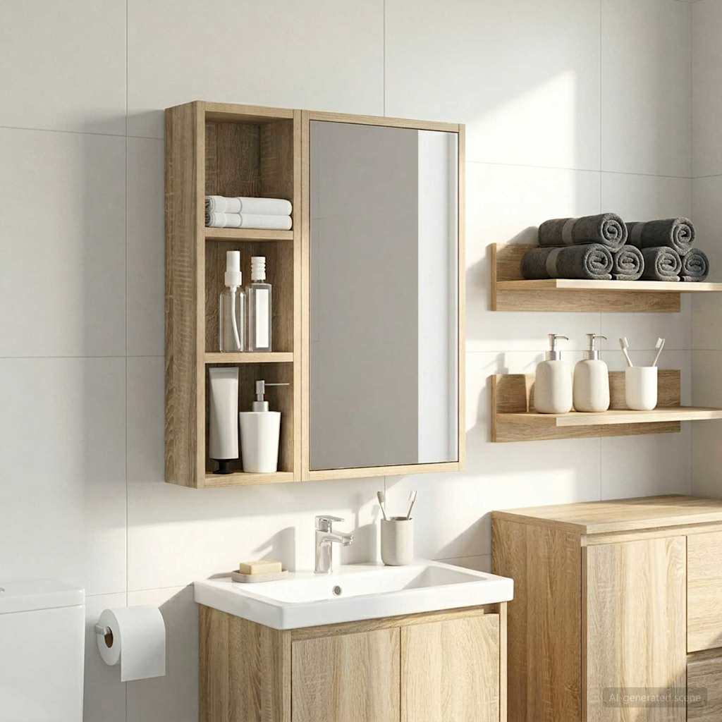 Badeværelsesvægskab Sonoma eg 20 x 10 x 60,5 cm Konstrueret træ