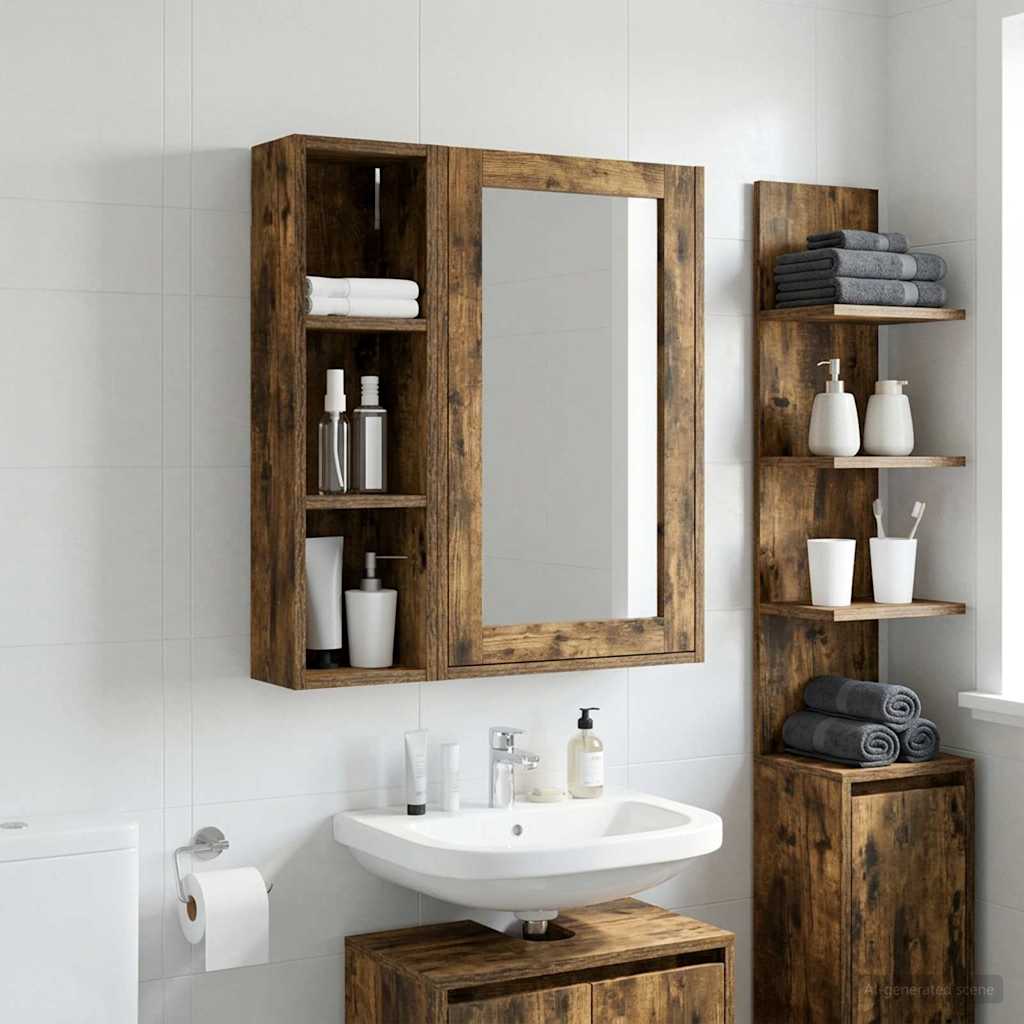 vidaXL Badeværelsesvægskab Røget Eg 20 x 14 x 70 cm Konstrueret træ