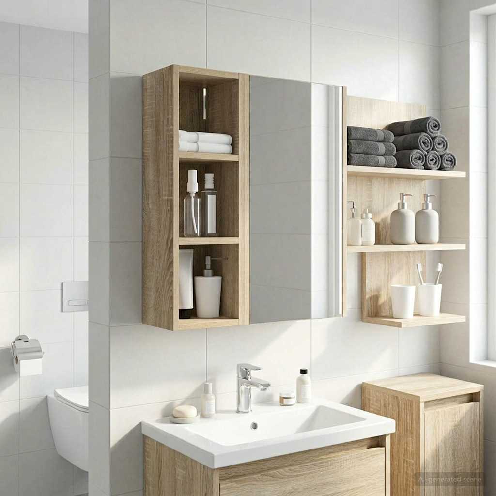 Badeværelsesvægskab Sonoma eg 20 x 16 x 62,5 cm Konstrueret træ