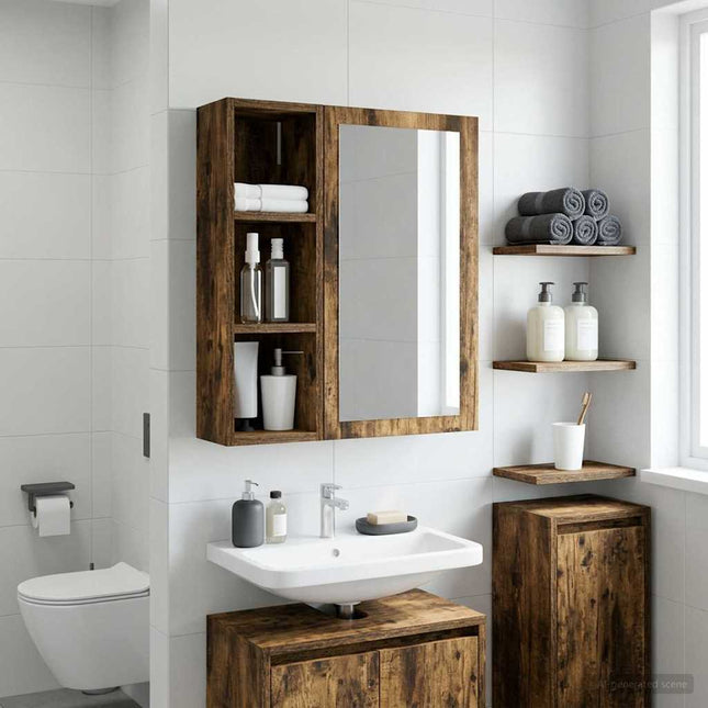 Badeværelsesvægskab Røget Eg 20 x 16 x 62,5 cm Konstrueret træ