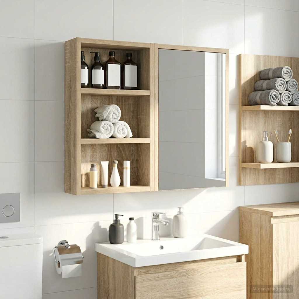 Badeværelsesvægskab Sonoma eg 30 x 10 x 50 cm Konstrueret træ
