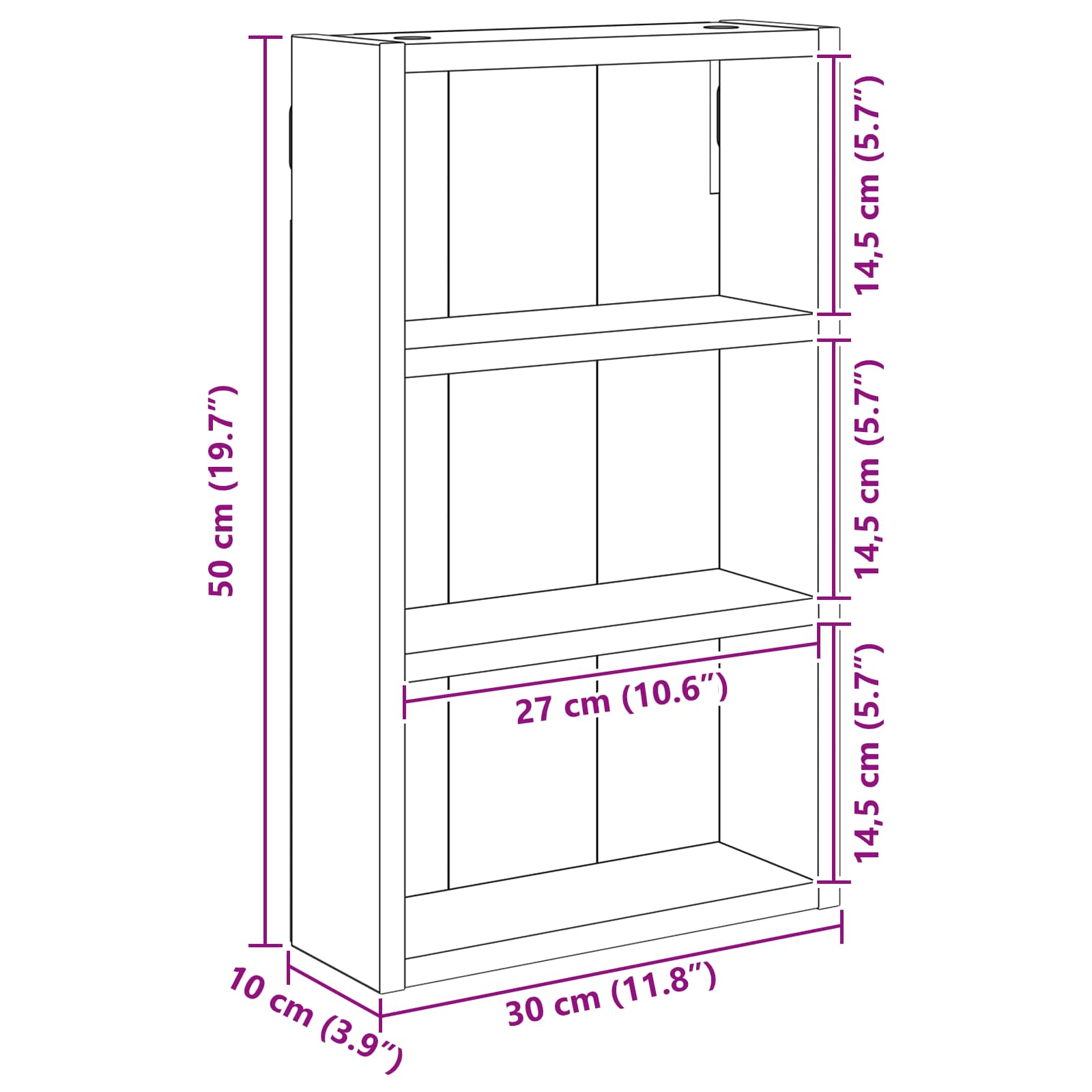 Badeværelsesvægskab Sonoma eg 30 x 10 x 50 cm Konstrueret træ