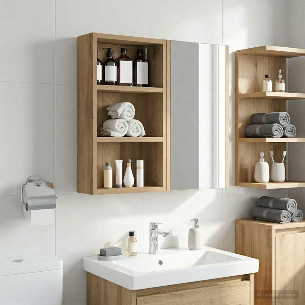 Badeværelsesvægskab i Artisan eg - 30 × 10 × 50 cm, konstrueret træ