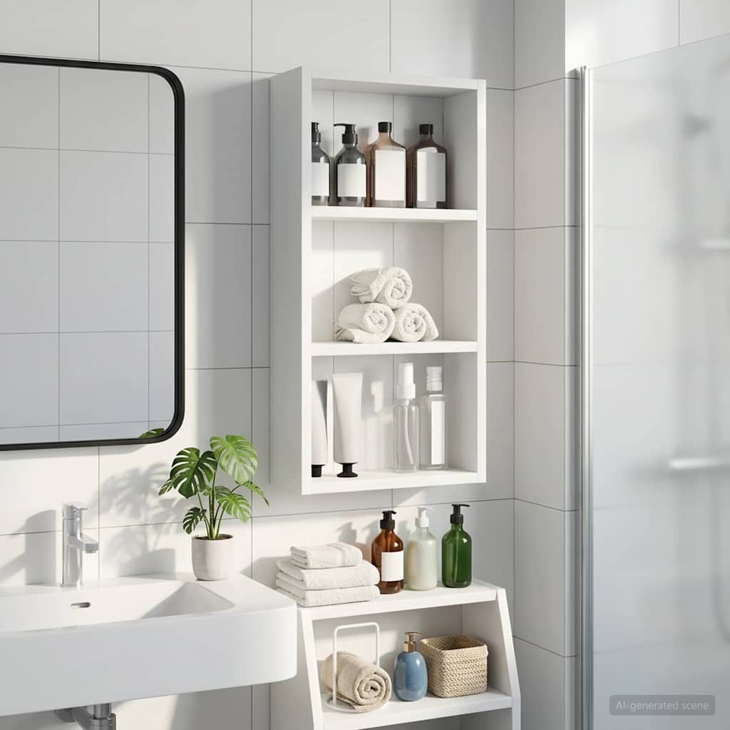 Badeværelsesvægskab Hvid 30 x 10 x 60,5 cm Konstrueret træ billede