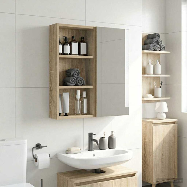 Badeværelsesvægskab Sonoma eg 30 x 10 x 60,5 cm Konstrueret træ