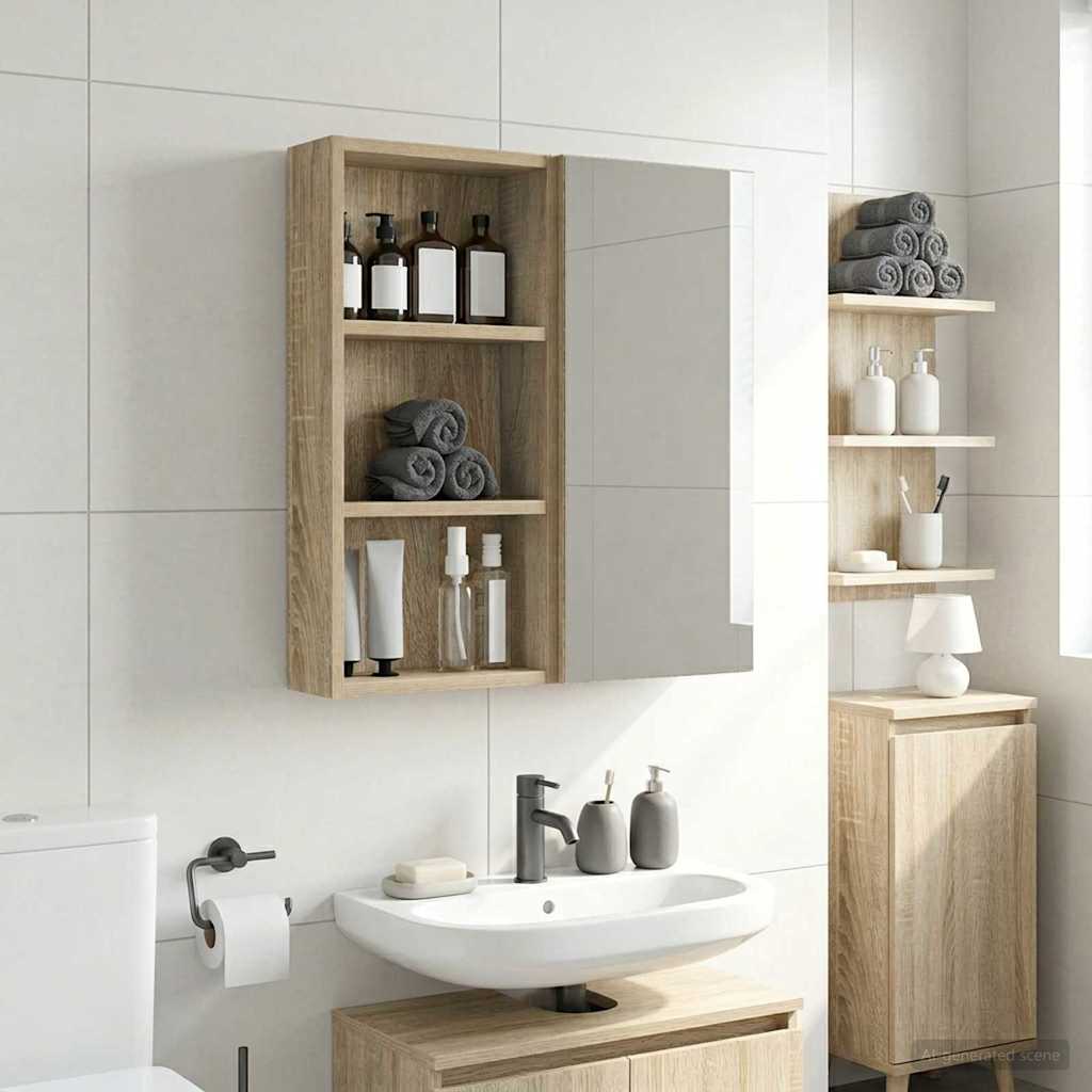 Badeværelsesvægskab Sonoma eg 30 x 10 x 60,5 cm Konstrueret træ