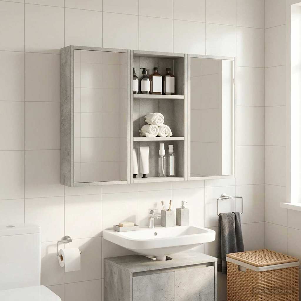 Badeværelsesvægskab BetonGrå 30 x 10 x 60,5 cm Konstrueret træ