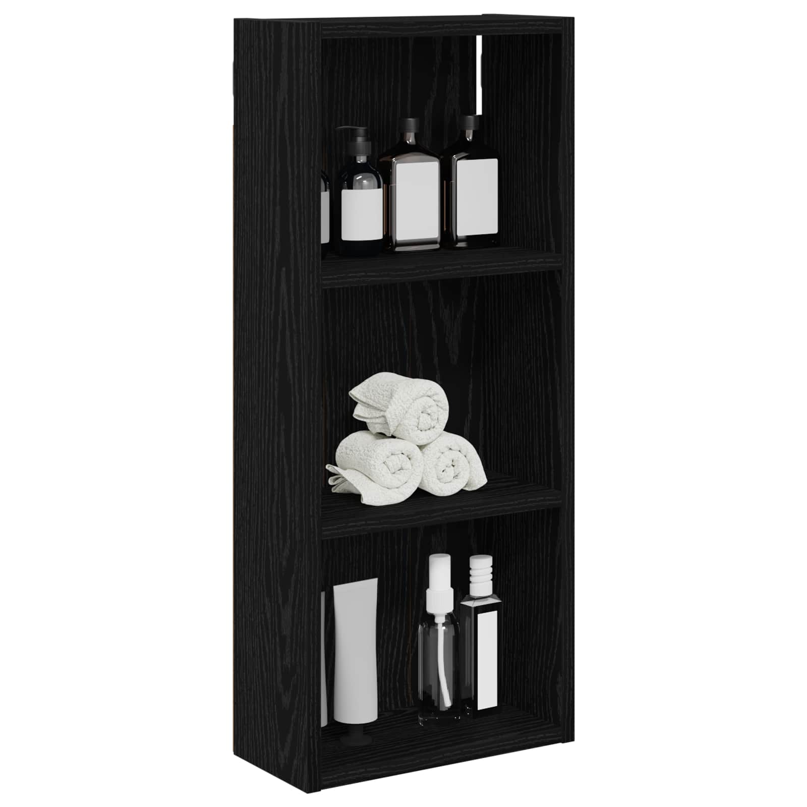 Badeværelsesvægskab Sort Eg 30 x 14 x 70 cm Konstrueret træ