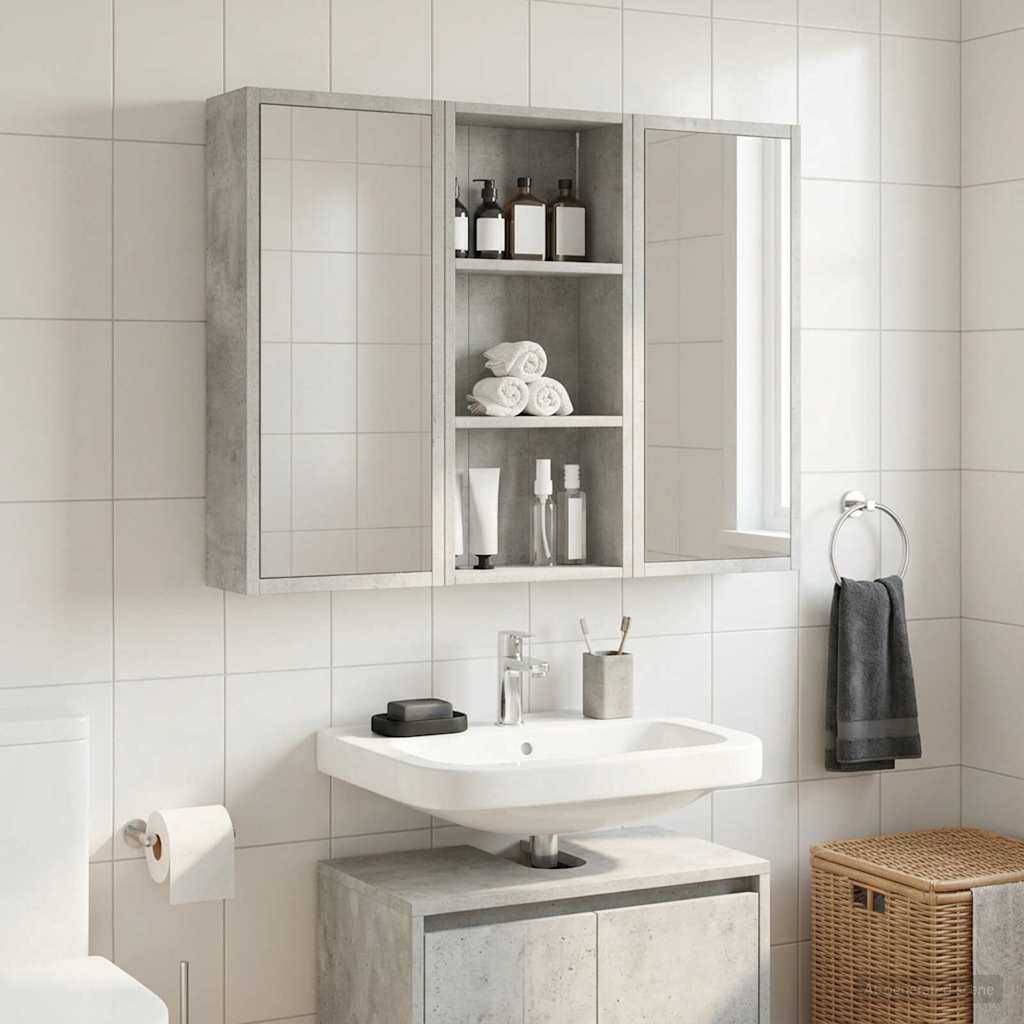 Badeværelsesvægskab BetonGrå 30 x 14 x 70 cm Konstrueret træ