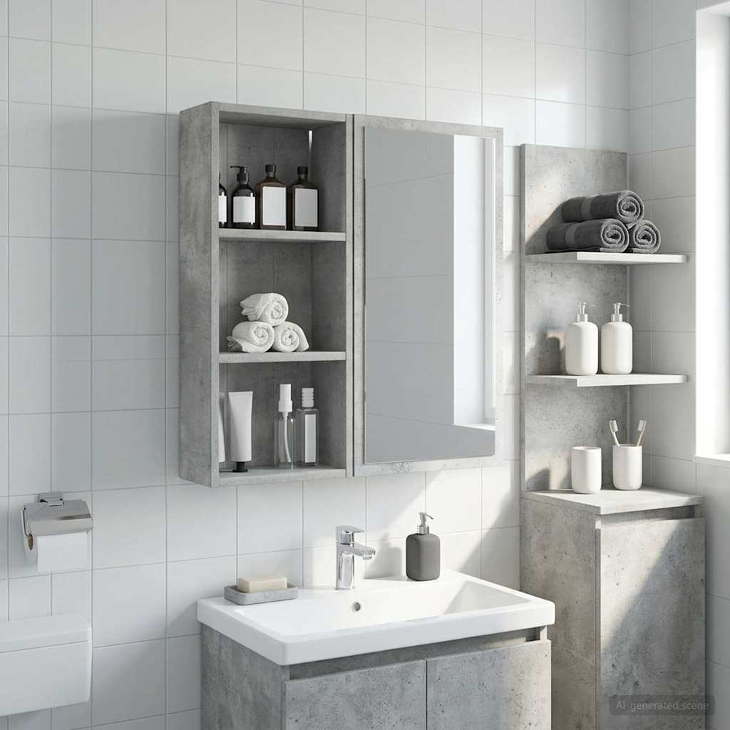 Badeværelsesvægskab BetonGrå 30 x 14 x 70 cm Konstrueret træ billede
