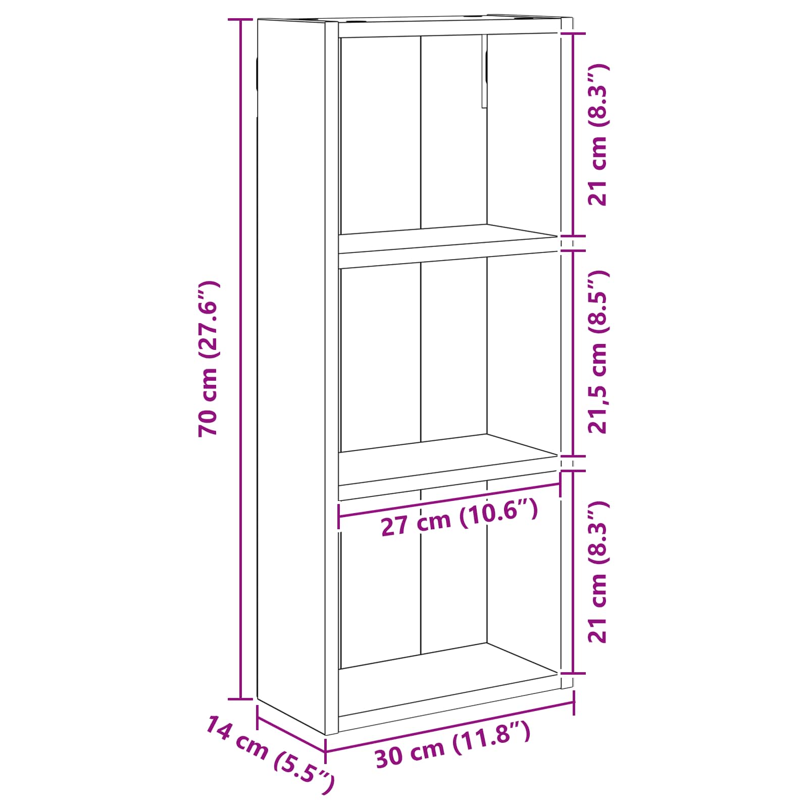 Badeværelsesvægskab Gammelt træ 30 x 14 x 70 cm Konstrueret træ