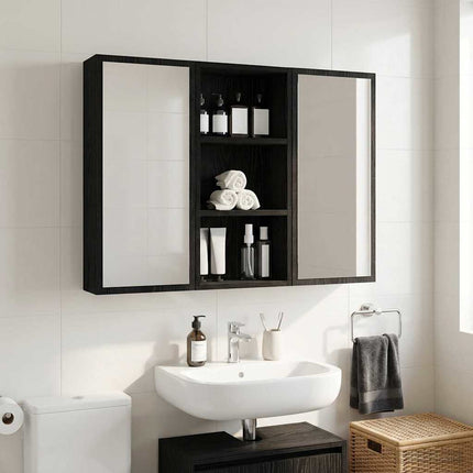 Badeværelsesvægskab Sort Eg 30 x 16 x 62,5 cm Konstrueret træ
