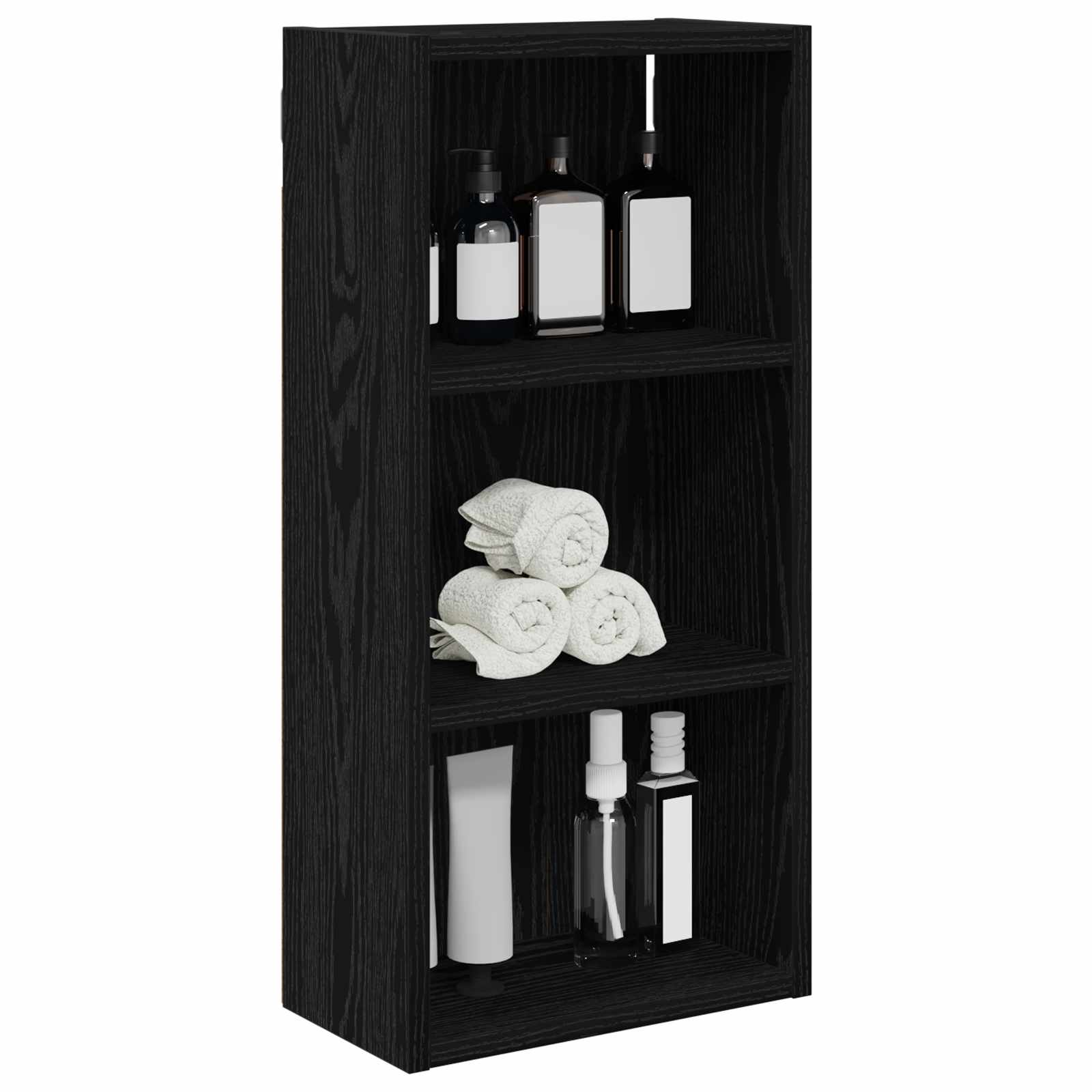Badeværelsesvægskab Sort Eg 30 x 16 x 62,5 cm Konstrueret træ