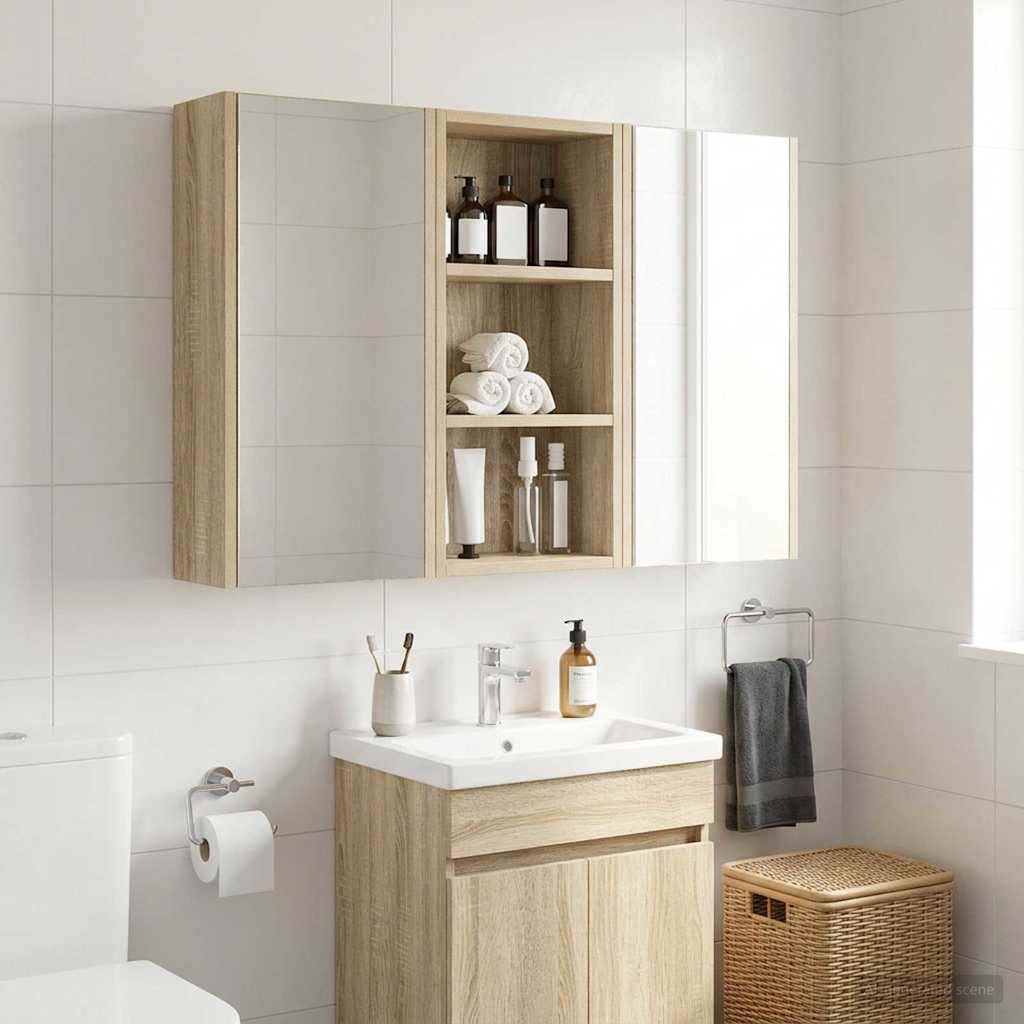 Badeværelsesvægskab Sonoma eg 30 x 16 x 62,5 cm Konstrueret træ