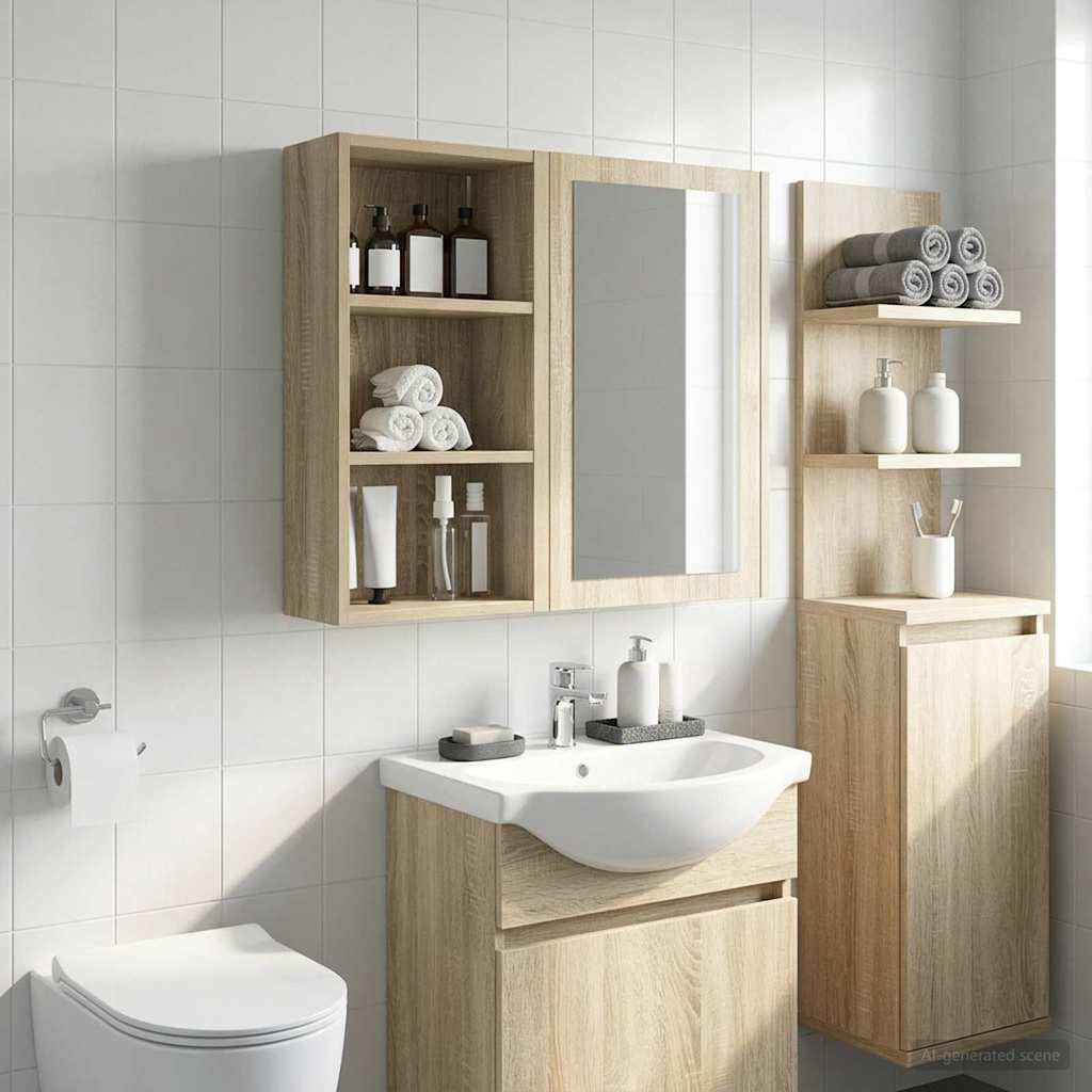 Badeværelsesvægskab Sonoma eg 30 x 16 x 62,5 cm Konstrueret træ