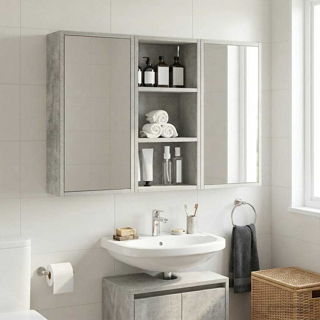 Badeværelsesvægskab BetonGrå 30 x 16 x 62,5 cm Konstrueret træ