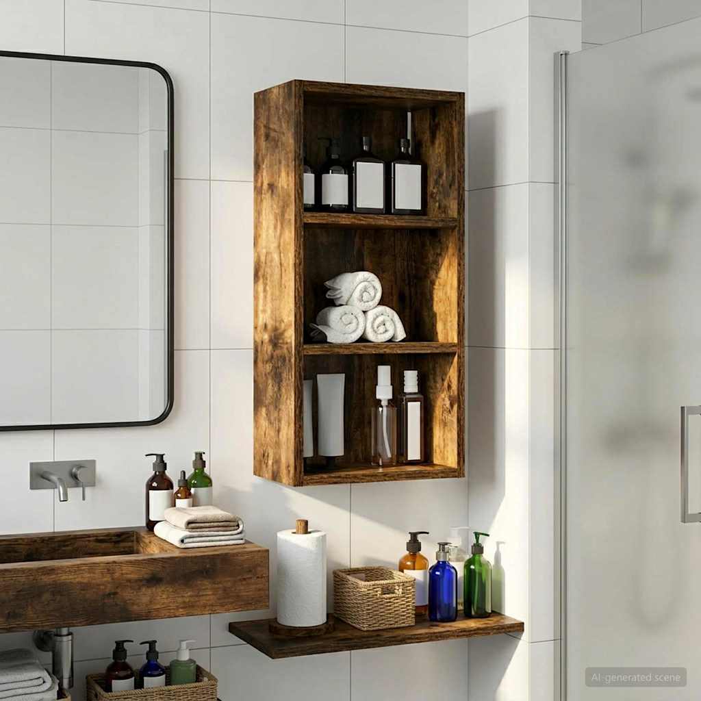 Badeværelsesvægskab Røget Eg 30 x 16 x 62,5 cm Konstrueret træ billede
