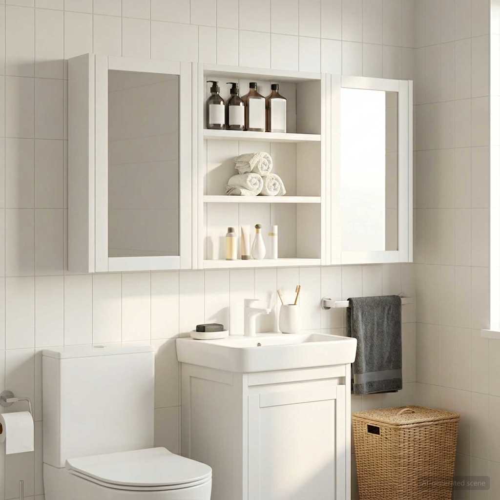 Badeværelsesvægskab Hvid 40 x 10 x 50 cm Konstrueret træ