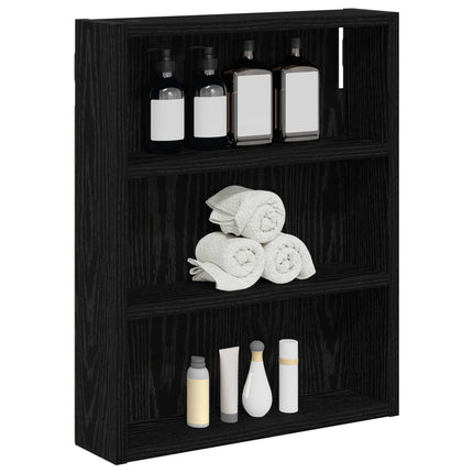 Badeværelsesvægskab Sort Eg 40 x 10 x 50 cm Konstrueret træ