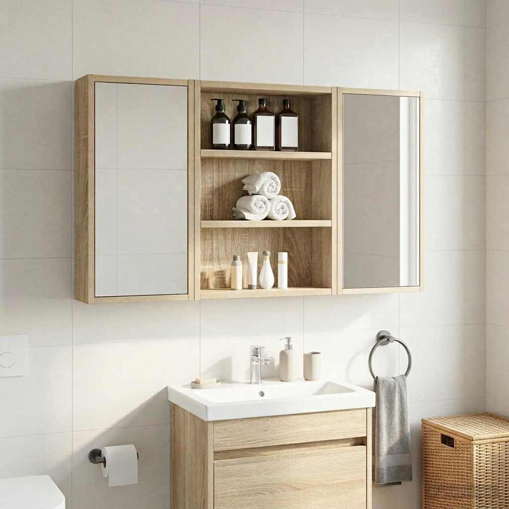 Badeværelsesvægskab Sonoma eg 40 x 10 x 50 cm Konstrueret træ billede
