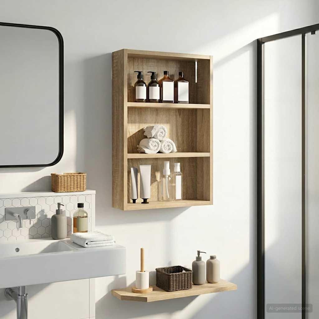 Badeværelsesvægskab Sonoma eg 40 x 10 x 60,5 cm Konstrueret træ billede