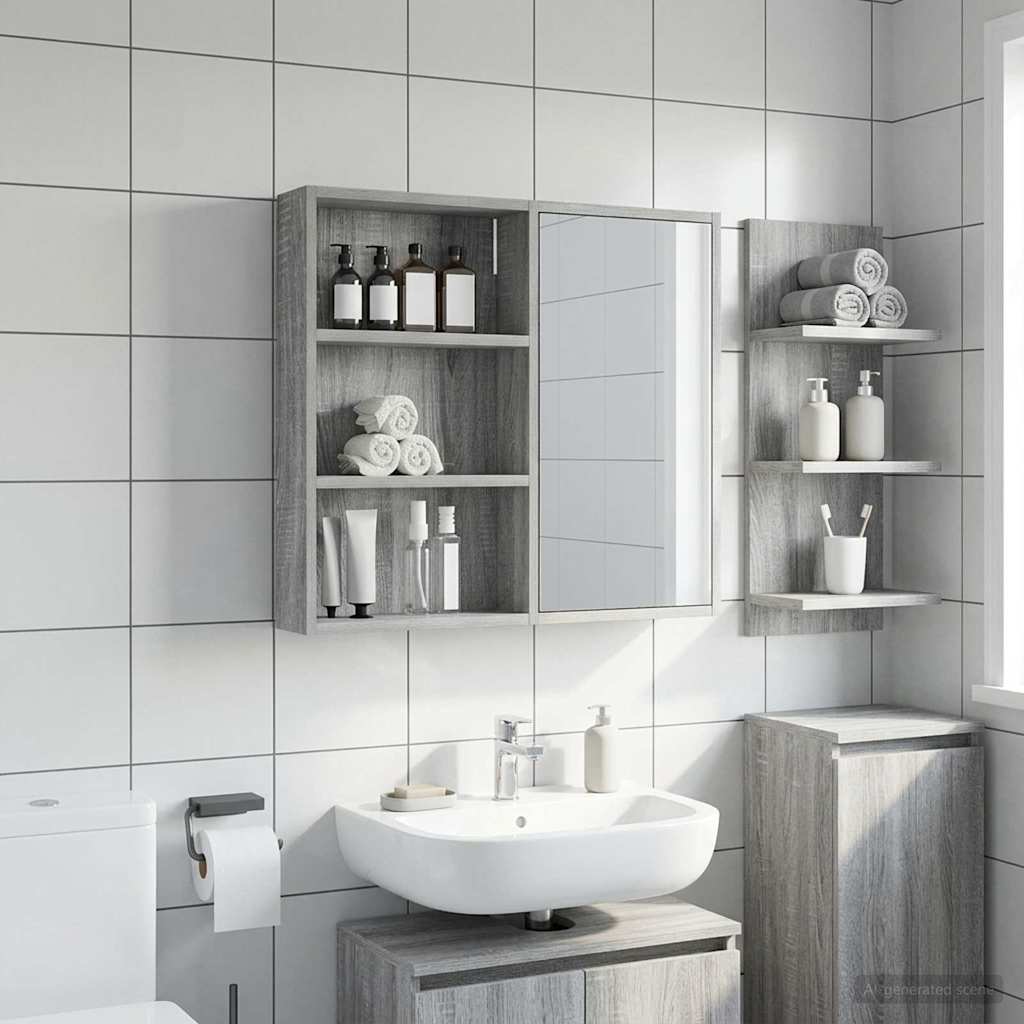 Badeværelsesvægskab med hylde Grå Sonoma 40 x 10 x 60,5 cm