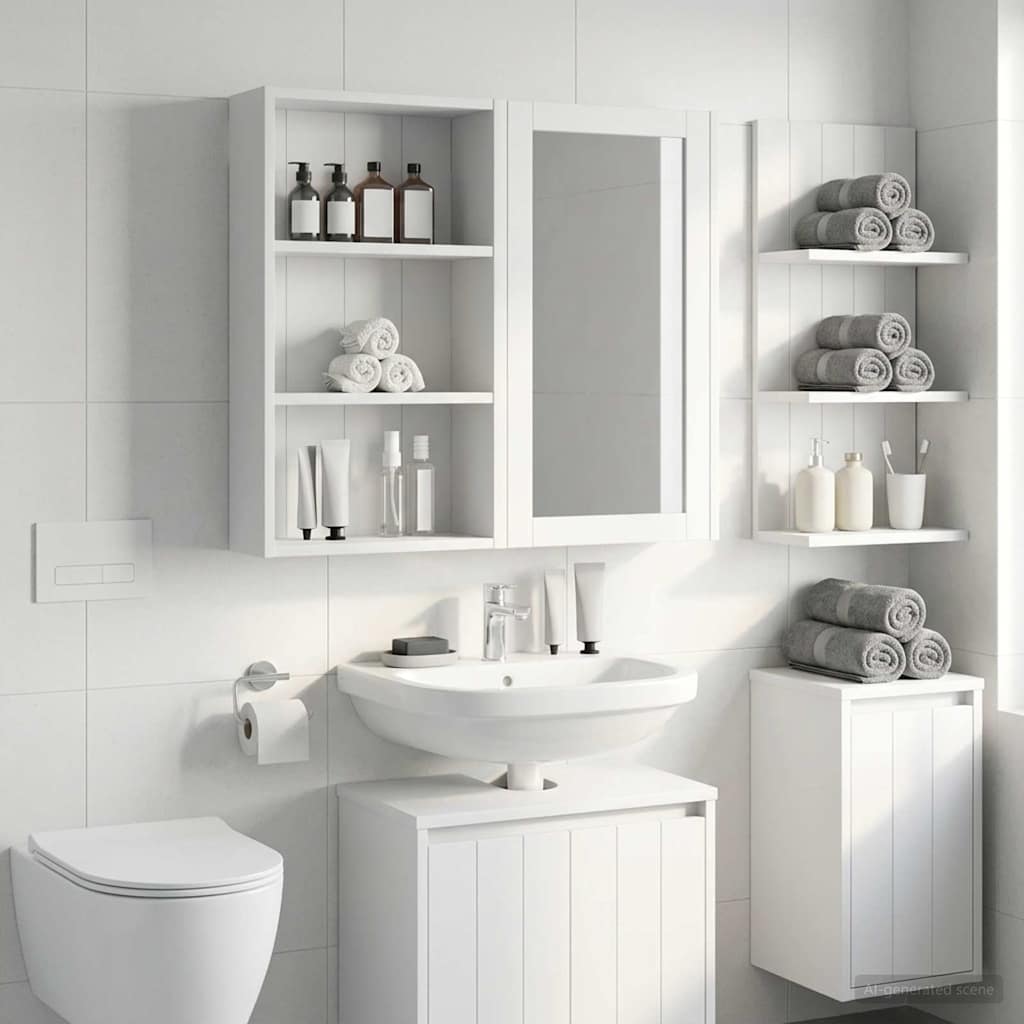 Badeværelsesvægskab Hvid 40 x 14 x 70 cm Konstrueret træ