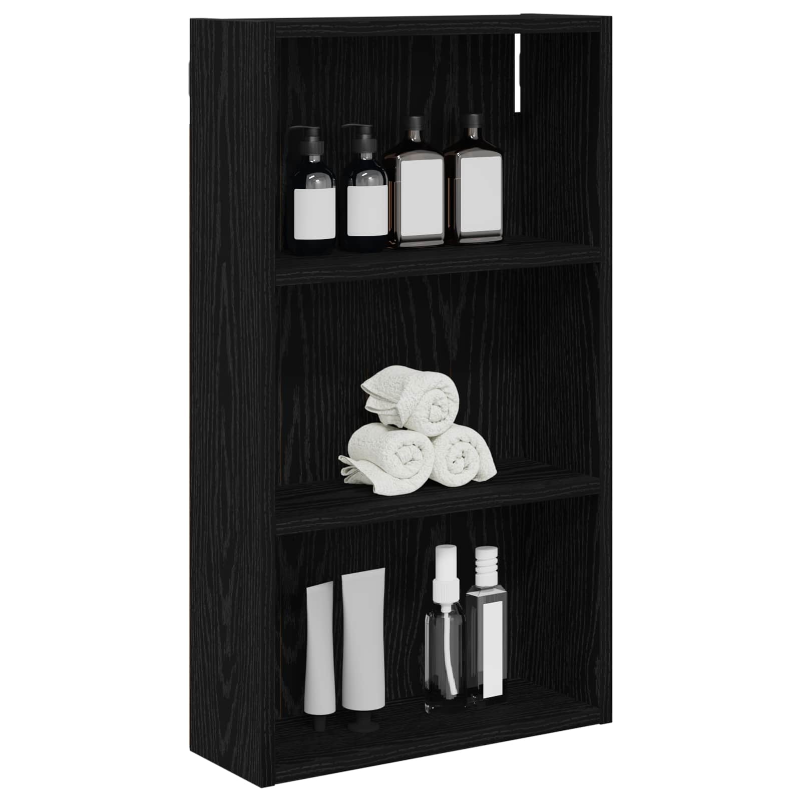 Badeværelsesvægskab Sort Eg 40 x 14 x 70 cm Konstrueret træ