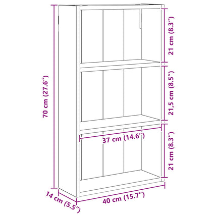 Badeværelsesvægskab Sort Eg 40 x 14 x 70 cm Konstrueret træ