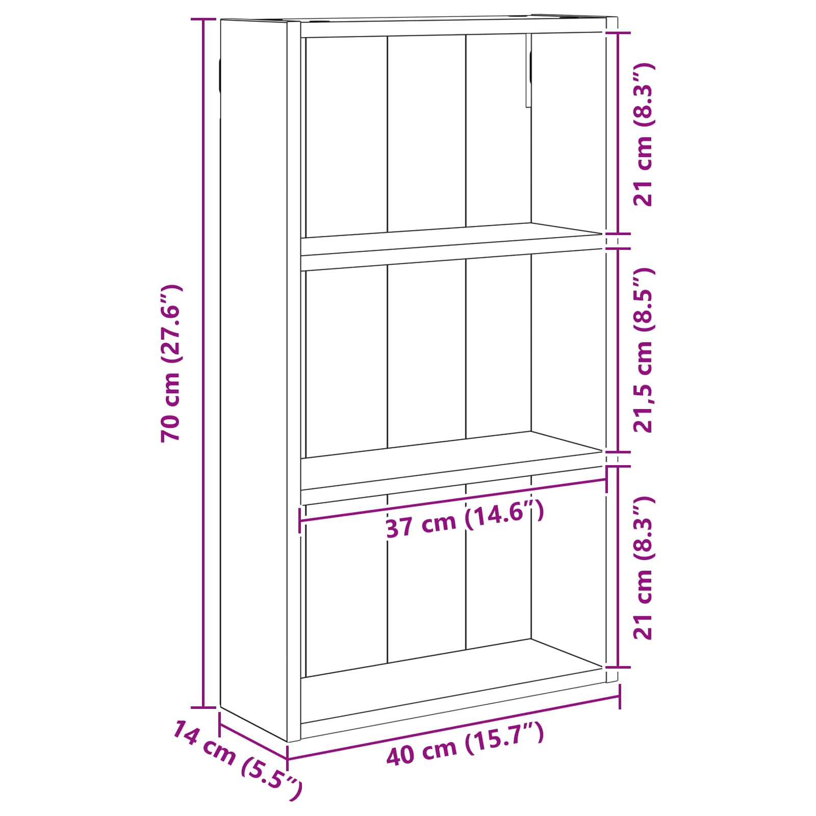 Badeværelsesvægskab Sort Eg 40 x 14 x 70 cm Konstrueret træ