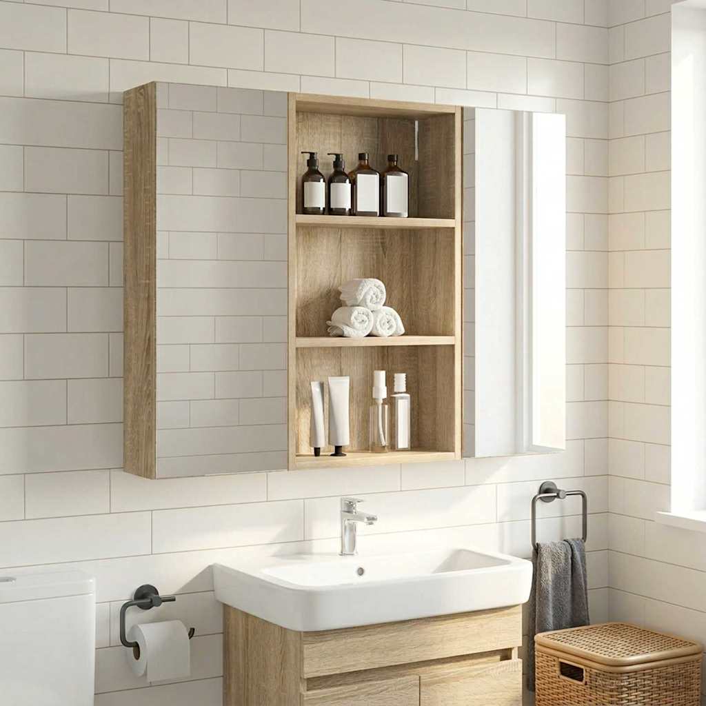 Badeværelsesvægskab Sonoma eg 40 x 14 x 70 cm Konstrueret træ billede